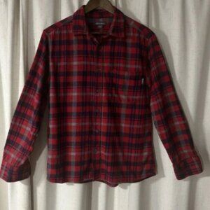 Eddie Bauer Flannel Long Sleeve Button Up Shirt Plaid Men's Medium Gray Blue Red